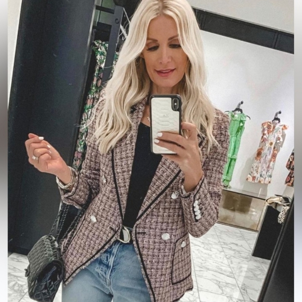 Veronica Beard Theron Tweed Double Breasted Blazer - Picture 3 of 15